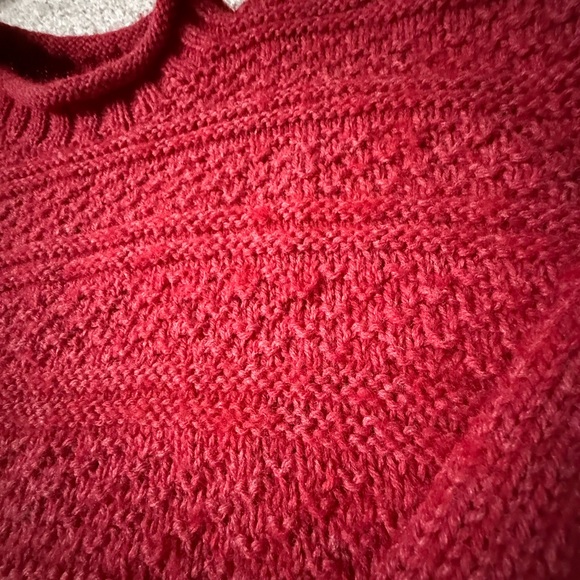 Guernsey Red ang Chunky Knit Red Roll Neck Sweater Inspired Cable & Texture Knit - Picture 2 of 9